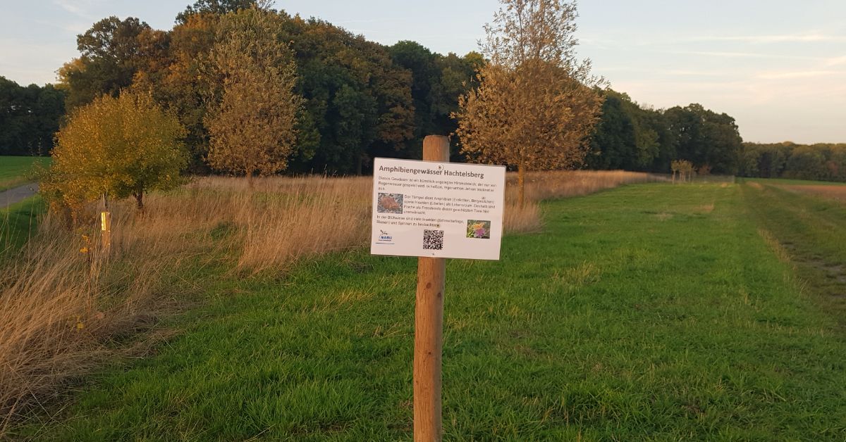 vorläufiges Schild am Himmelsteich steht